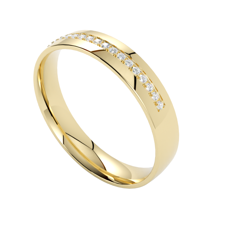 damska obrączka ślubna z żółtego złota z diamentami